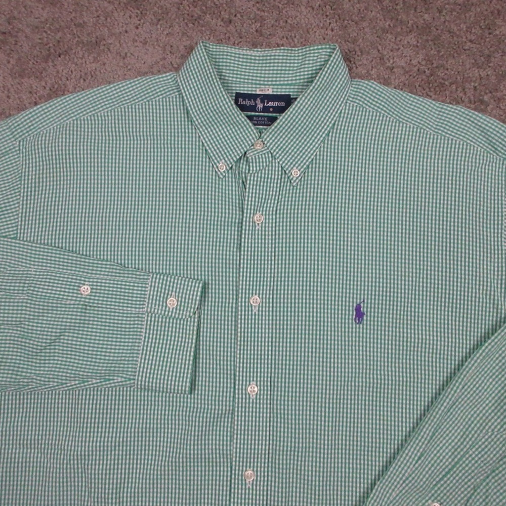 Ralph Lauren Blake Green Checkered Men's Shirt 👔 L